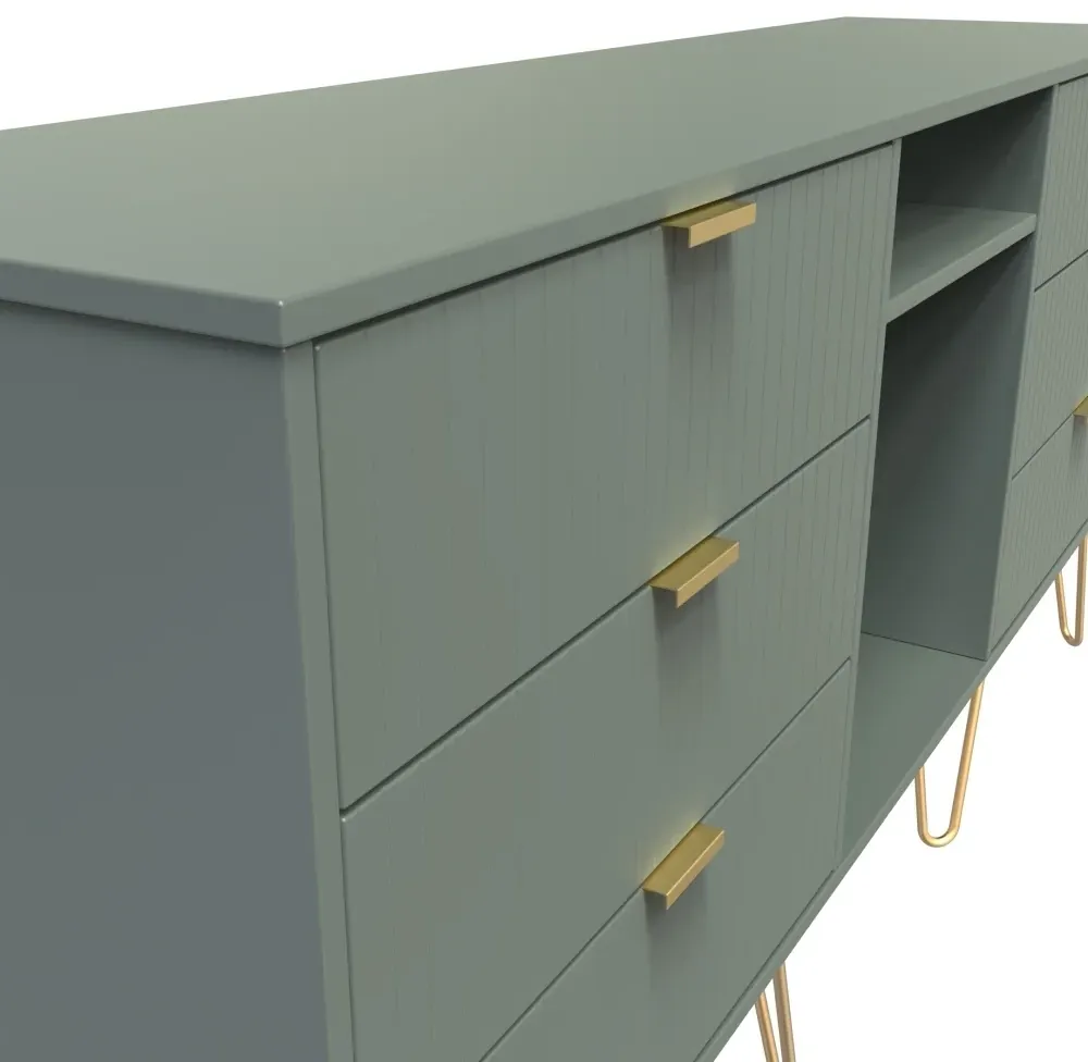 Linear 150cm TV Unit with Hairpin Legs - Reed Green