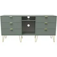 Linear 150cm TV Unit with Hairpin Legs - Reed Green