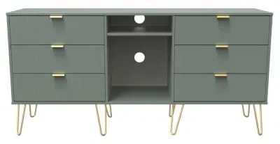 Linear 150cm TV Unit with Hairpin Legs - Reed Green