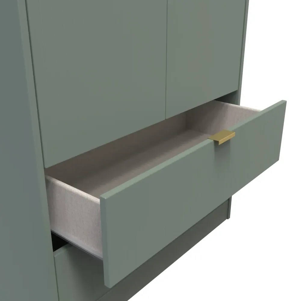 Linear 2 Door 2 Drawer Tall Wardrobe - Reed Green