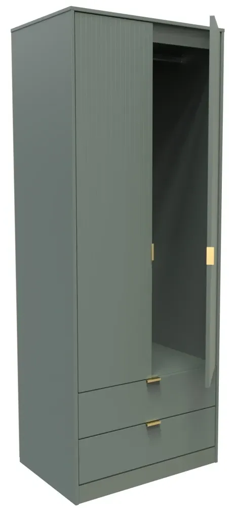 Linear 2 Door 2 Drawer Tall Wardrobe - Reed Green