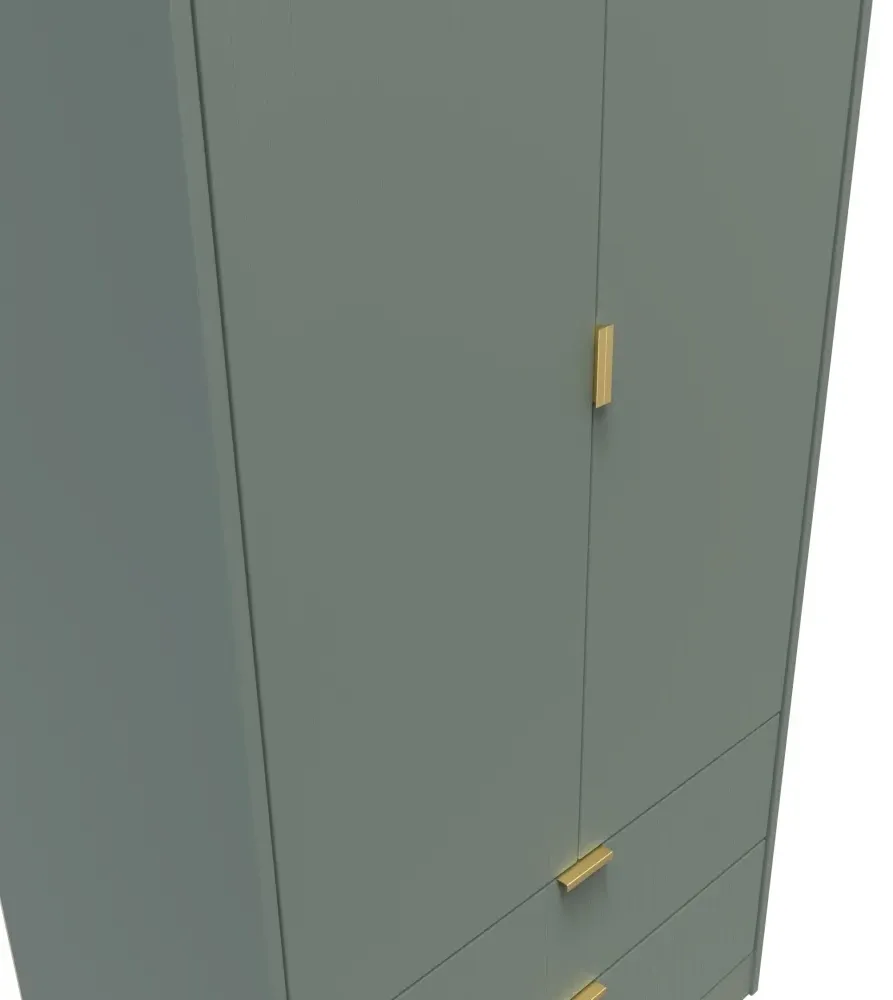 Linear 2 Door 2 Drawer Tall Wardrobe - Reed Green