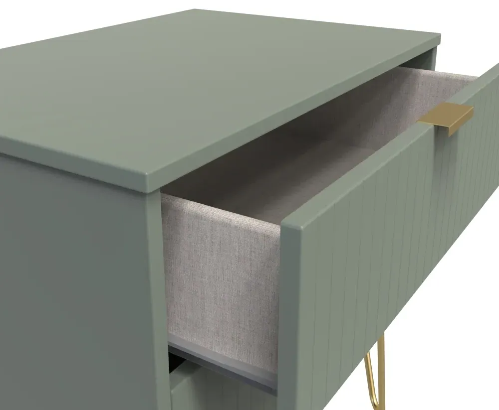 Linear 2 Drawer Midi Chest with Hairpin Legs - Reed Green