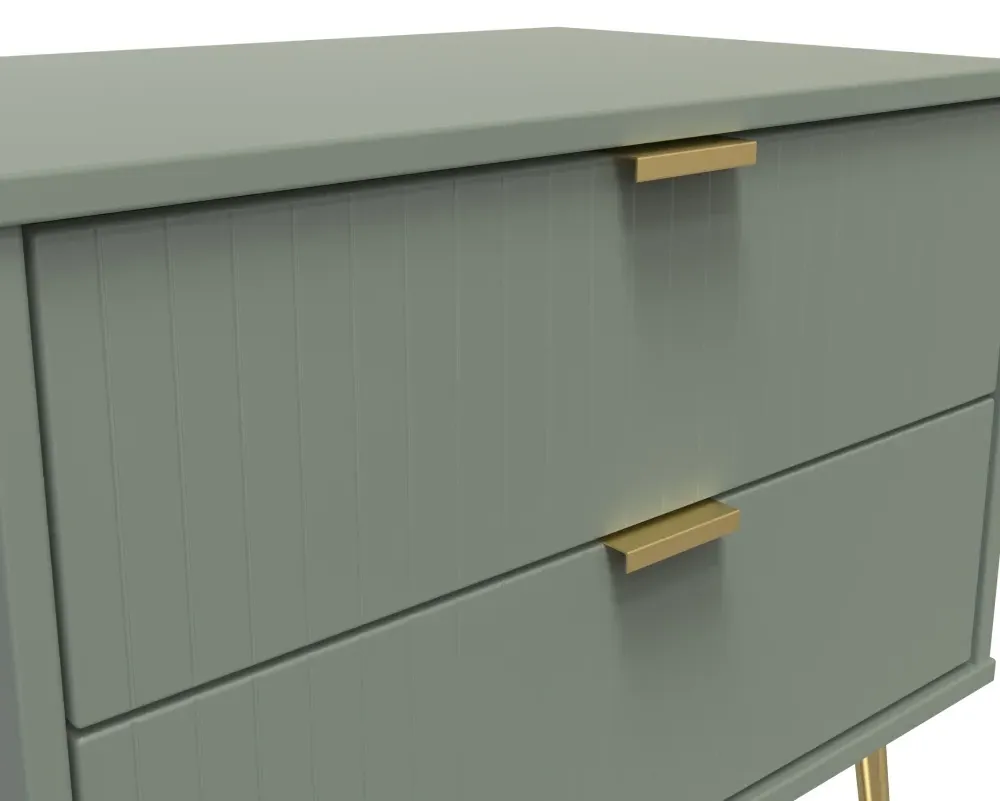 Linear 2 Drawer Midi Chest with Hairpin Legs - Reed Green