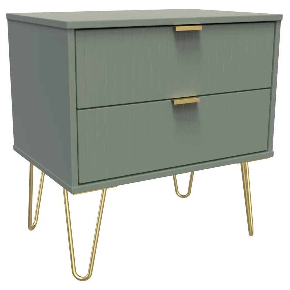 Linear 2 Drawer Midi Chest with Hairpin Legs - Reed Green