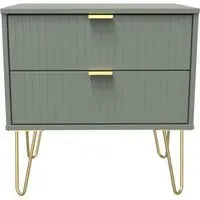 Linear 2 Drawer Midi Chest with Hairpin Legs - Reed Green