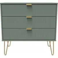 Linear 3 Drawer Chest with Hairpin Legs - Green