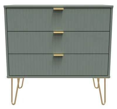 Linear 3 Drawer Chest with Hairpin Legs - Green