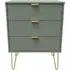 Linear 3 Drawer Midi Chest with Hairpin Legs - Reed Green