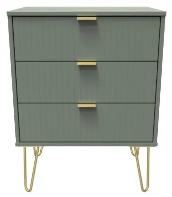 Linear 3 Drawer Midi Chest with Hairpin Legs - Reed Green