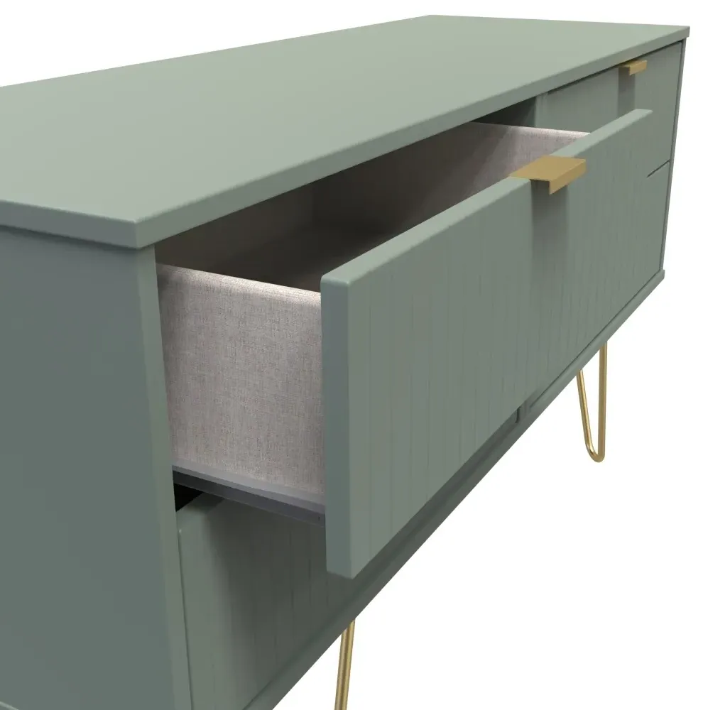 Linear 4 Drawer Bed Box with Hairpin Legs - Reed Green
