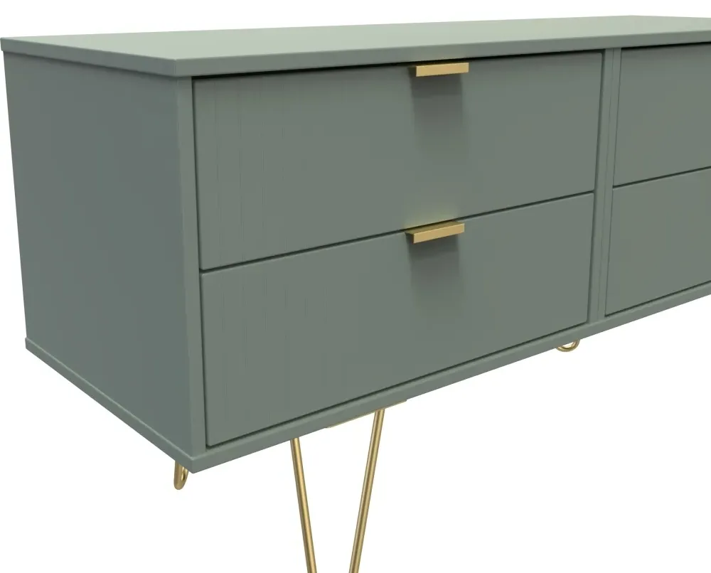 Linear 4 Drawer Bed Box with Hairpin Legs - Reed Green