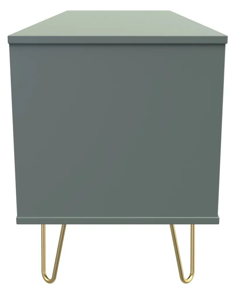 Linear 4 Drawer Bed Box with Hairpin Legs - Reed Green