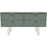 Linear 4 Drawer Bed Box with Hairpin Legs - Reed Green