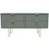 Linear 4 Drawer Bed Box with Hairpin Legs - Reed Green