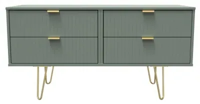 Linear 4 Drawer Bed Box with Hairpin Legs - Reed Green
