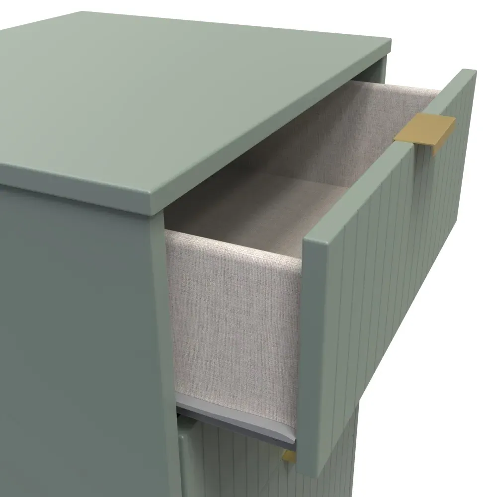 Linear 5 Drawer Narrow Chest with Hairpin Legs - Green