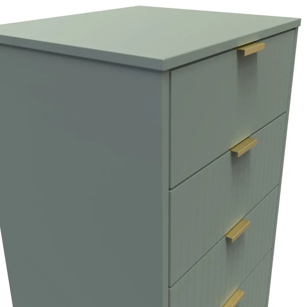 Linear 5 Drawer Narrow Chest with Hairpin Legs - Green