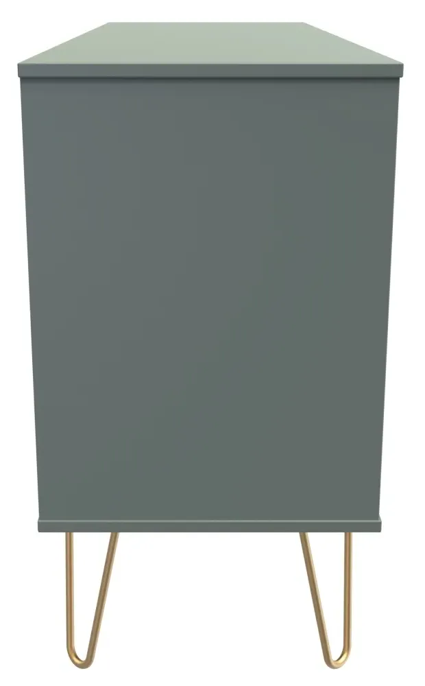 Linear 6 Drawer Midi Chest with Hairpin Legs - Green