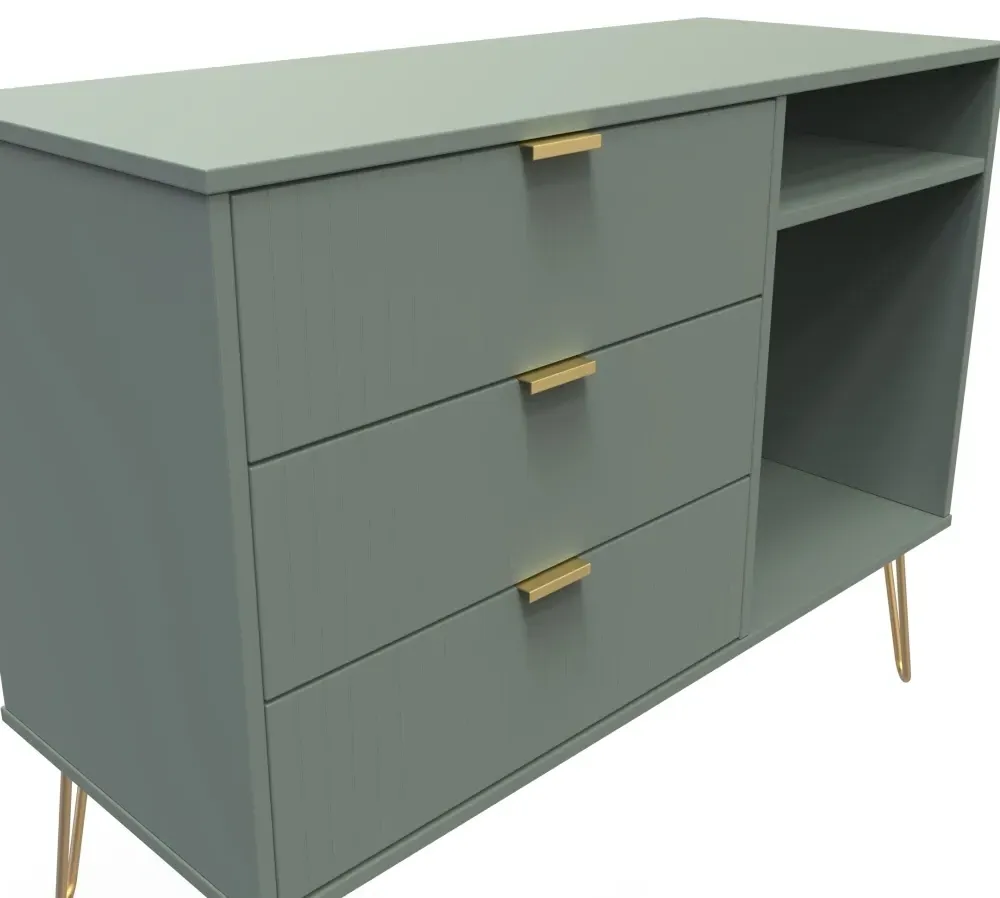 Linear 95cm TV Unit with Hairpin Legs - Reed Green