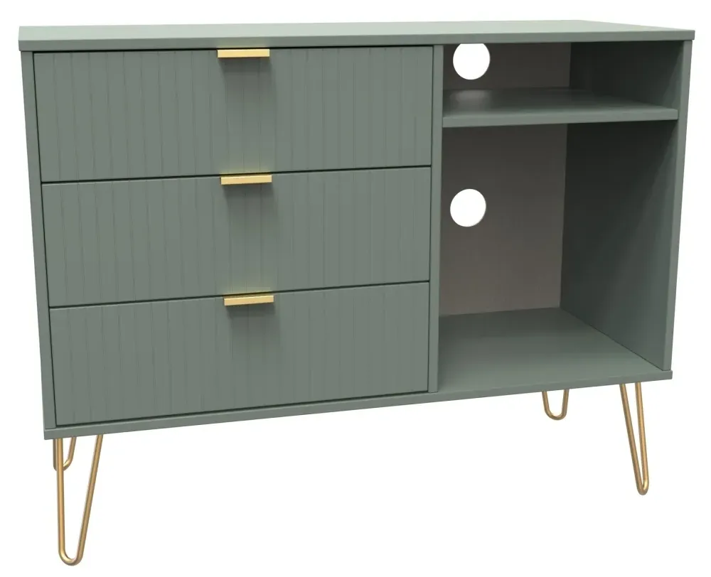 Linear 95cm TV Unit with Hairpin Legs - Reed Green