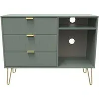 Linear 95cm TV Unit with Hairpin Legs - Reed Green