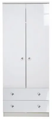 Lumiere 2 Door 2 Drawer Tall Wardrobe - White Gloss image