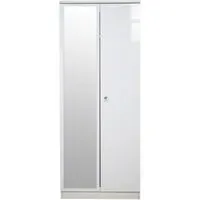 Lumiere 2 Door Tall Wardrobe with Mirror - White Gloss