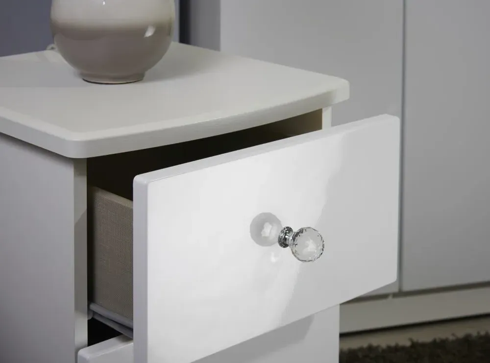 Lumiere 2 Drawer Bedside Cabinet - White Gloss