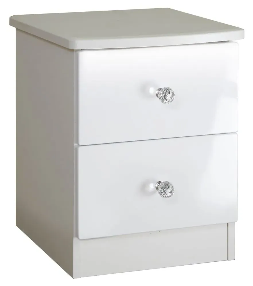 Lumiere 2 Drawer Bedside Cabinet - White Gloss