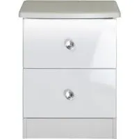 Lumiere 2 Drawer Bedside Cabinet - White Gloss