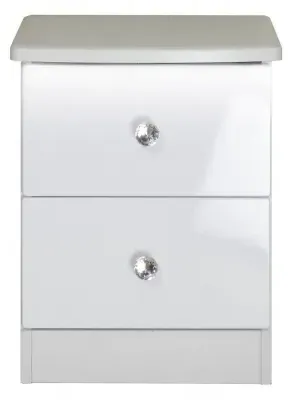 Lumiere 2 Drawer Bedside Cabinet - White Gloss image