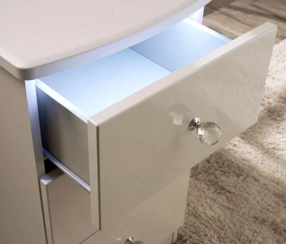 Lumiere 3 Drawer Bedside Cabinet - Cashmere Gloss