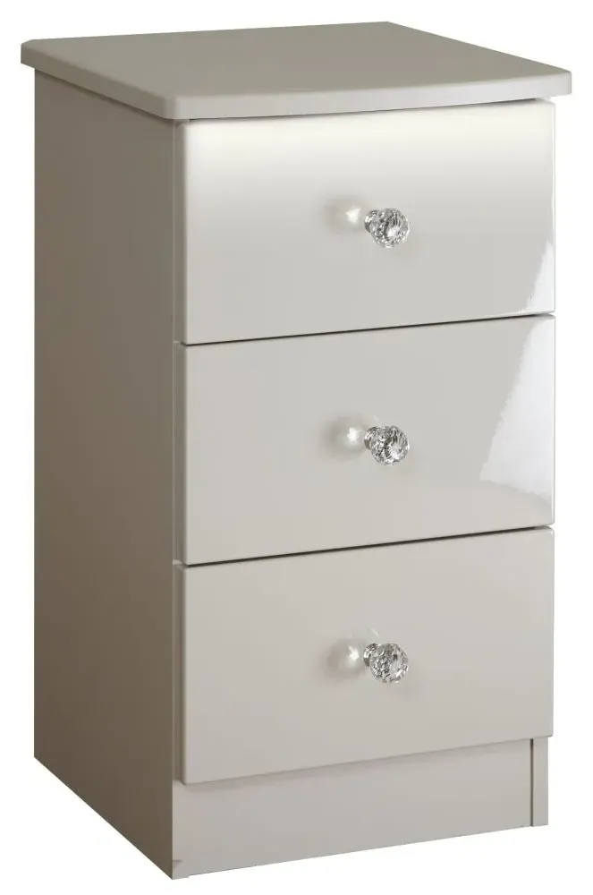 Lumiere 3 Drawer Bedside Cabinet - Cashmere Gloss