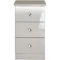 Lumiere 3 Drawer Bedside Cabinet - Cashmere Gloss