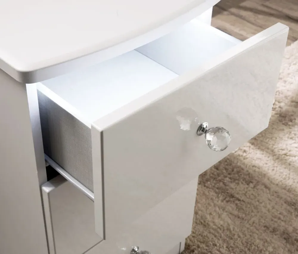 Lumiere 3 Drawer Bedside Cabinet - White Gloss