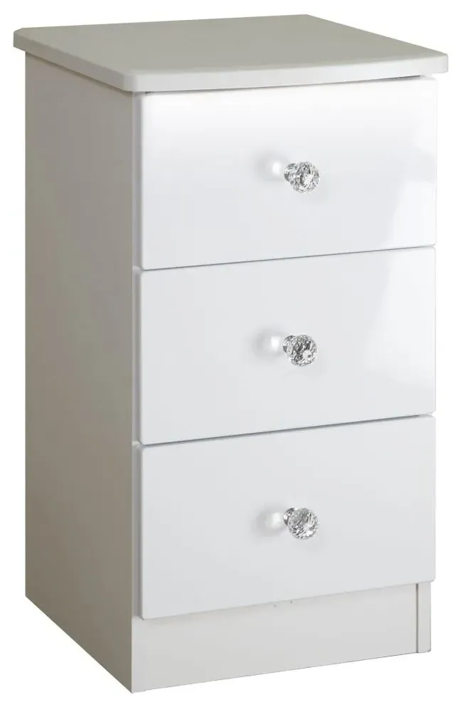 Lumiere 3 Drawer Bedside Cabinet - White Gloss