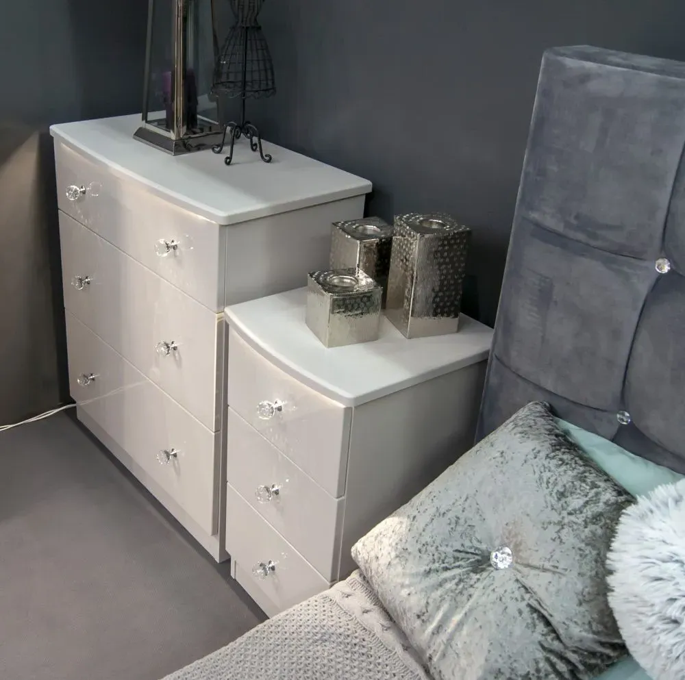 Lumiere 3 Drawer Bedside Cabinet - White Gloss