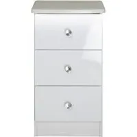 Lumiere 3 Drawer Bedside Cabinet - White Gloss