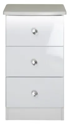 Lumiere 3 Drawer Bedside Cabinet - White Gloss
