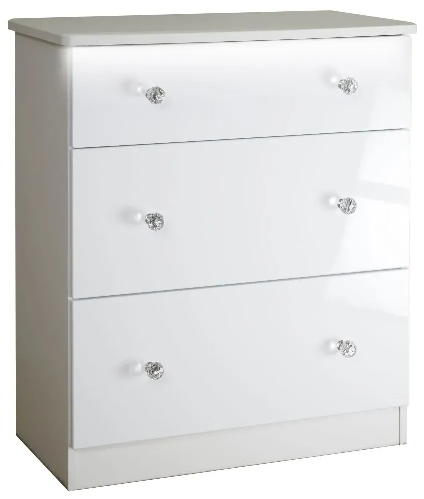 Lumiere 3 Drawer Deep Chest - White Gloss