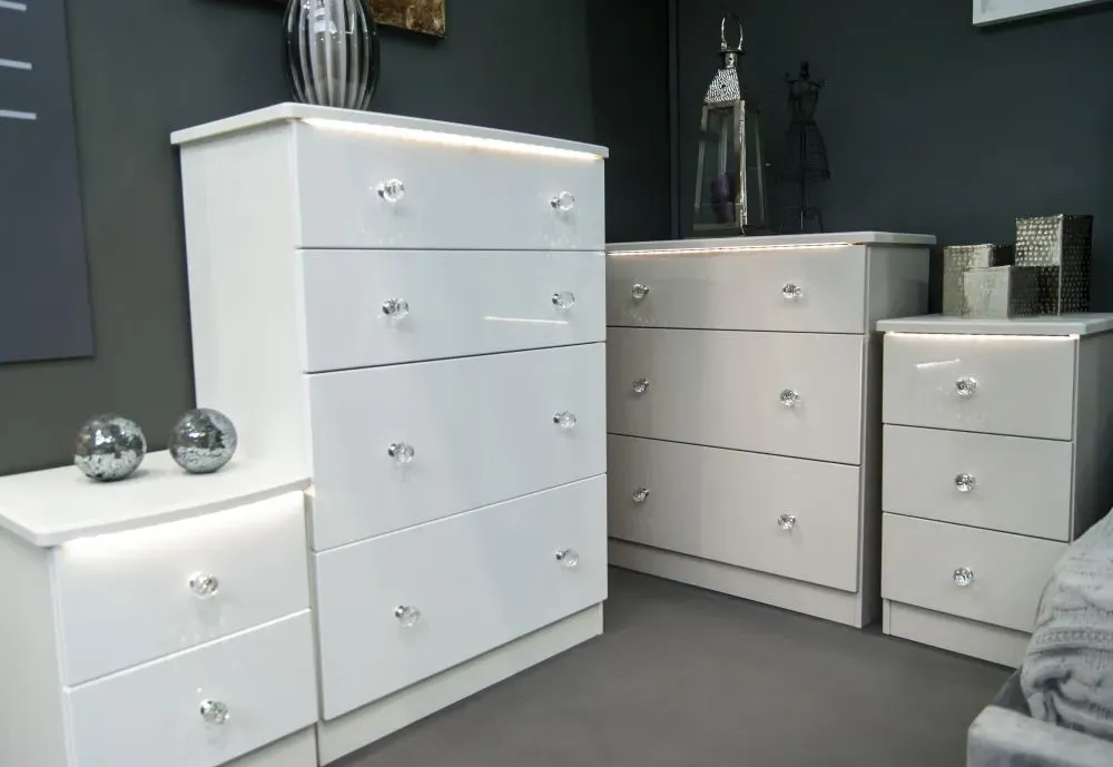 Lumiere 3 Drawer Deep Chest - White Gloss