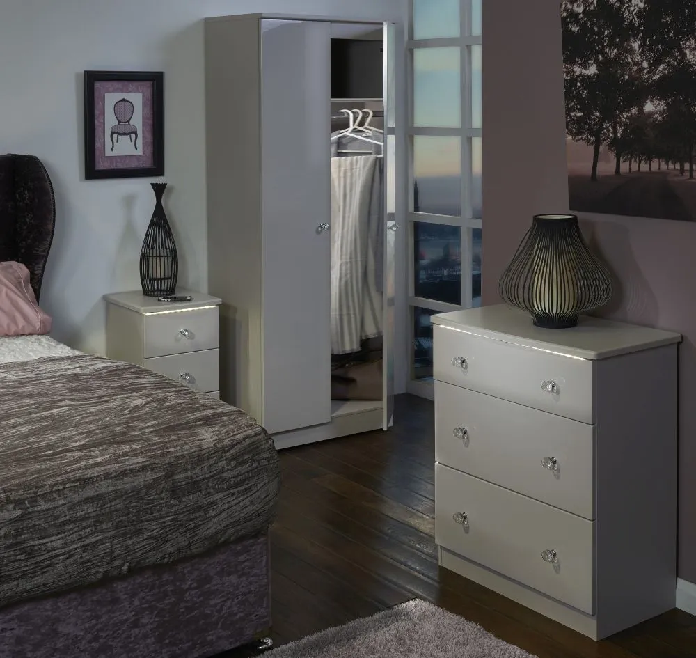 Lumiere 3 Drawer Deep Chest - White Gloss