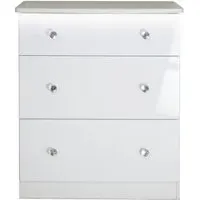 Lumiere 3 Drawer Deep Chest - White Gloss