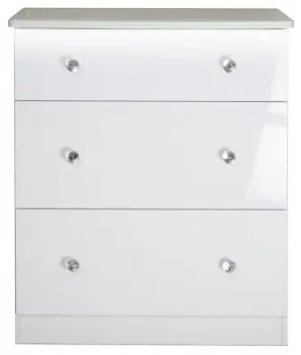 Lumiere 3 Drawer Deep Chest - White Gloss