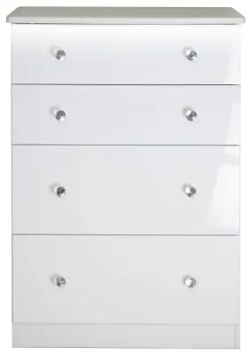 Lumiere 4 Drawer Deep Chest - White Gloss