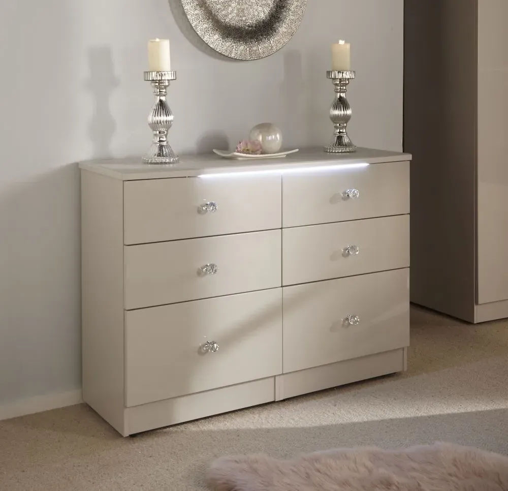 Lumiere 6 Drawer Midi Chest - Cashmere Gloss