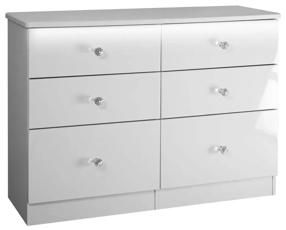 Lumiere 6 Drawer Midi Chest - White Gloss