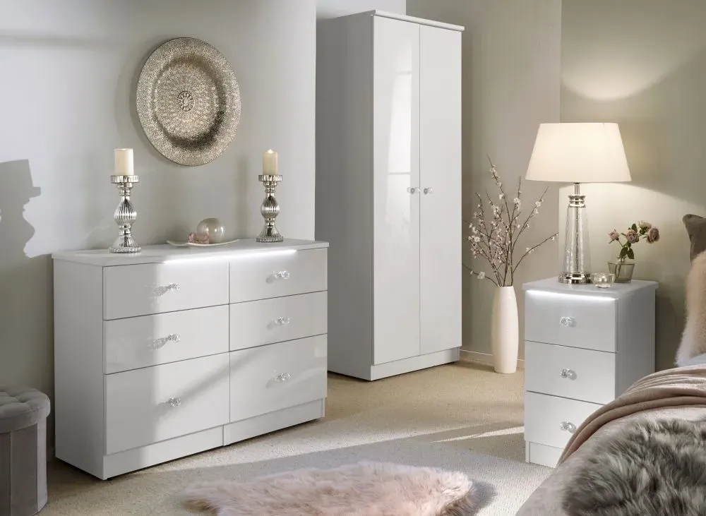 Lumiere 6 Drawer Midi Chest - White Gloss