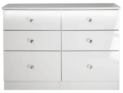 Lumiere 6 Drawer Midi Chest - White Gloss